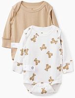 Happy Baby Боди, длинный рукав, набор 2 штуки beige&bears					