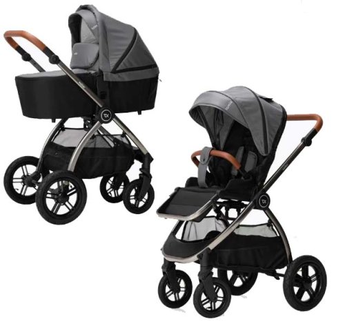 Bambini Moretti Коляска 2 в 1 Salker Lux / цвет Grey+Dark grey (серый)