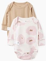 Happy Baby Боди, длинный рукав, набор 2 штуки beige&flowers					