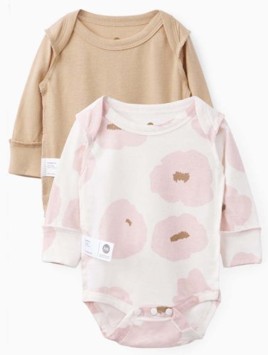 Happy Baby Боди, длинный рукав, набор 2 штуки beige&flowers