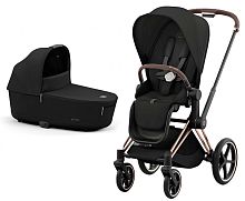 Cybex Коляска 2 в 1 Priam IV Rosegold / цвет Sepia Black (черный), рама розовое золото					